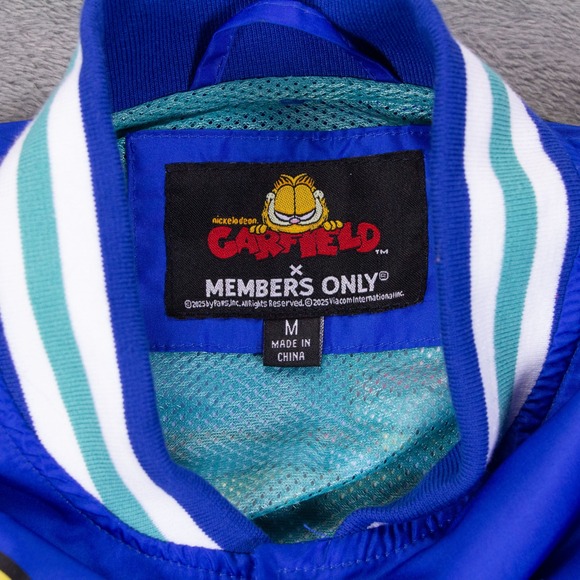 Members Only x Garfield Mens Blue Varsity Bomber Jacket Graphics Size M - Picture 9 of 14